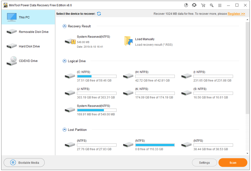 MiniTool Power Data Recovery Free