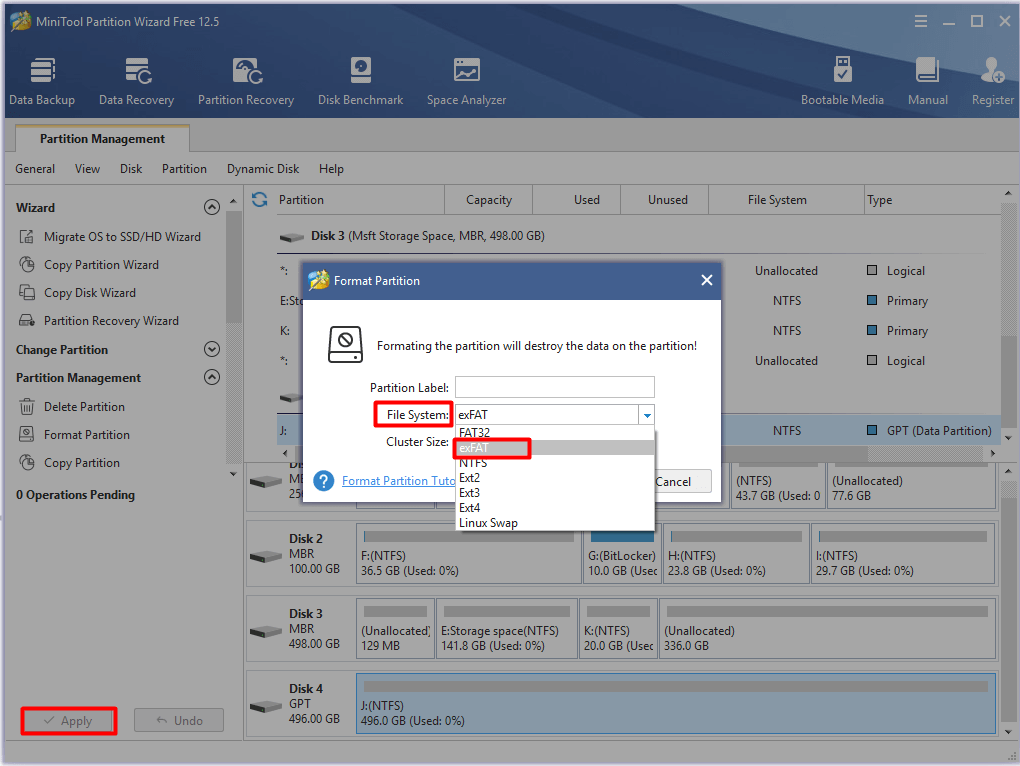 execute the drive format operation