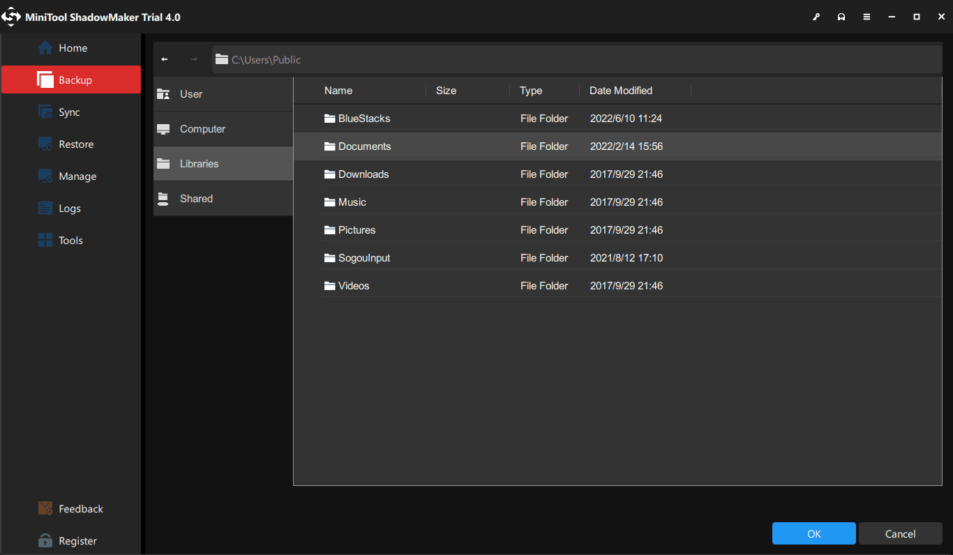 back up files to Library
