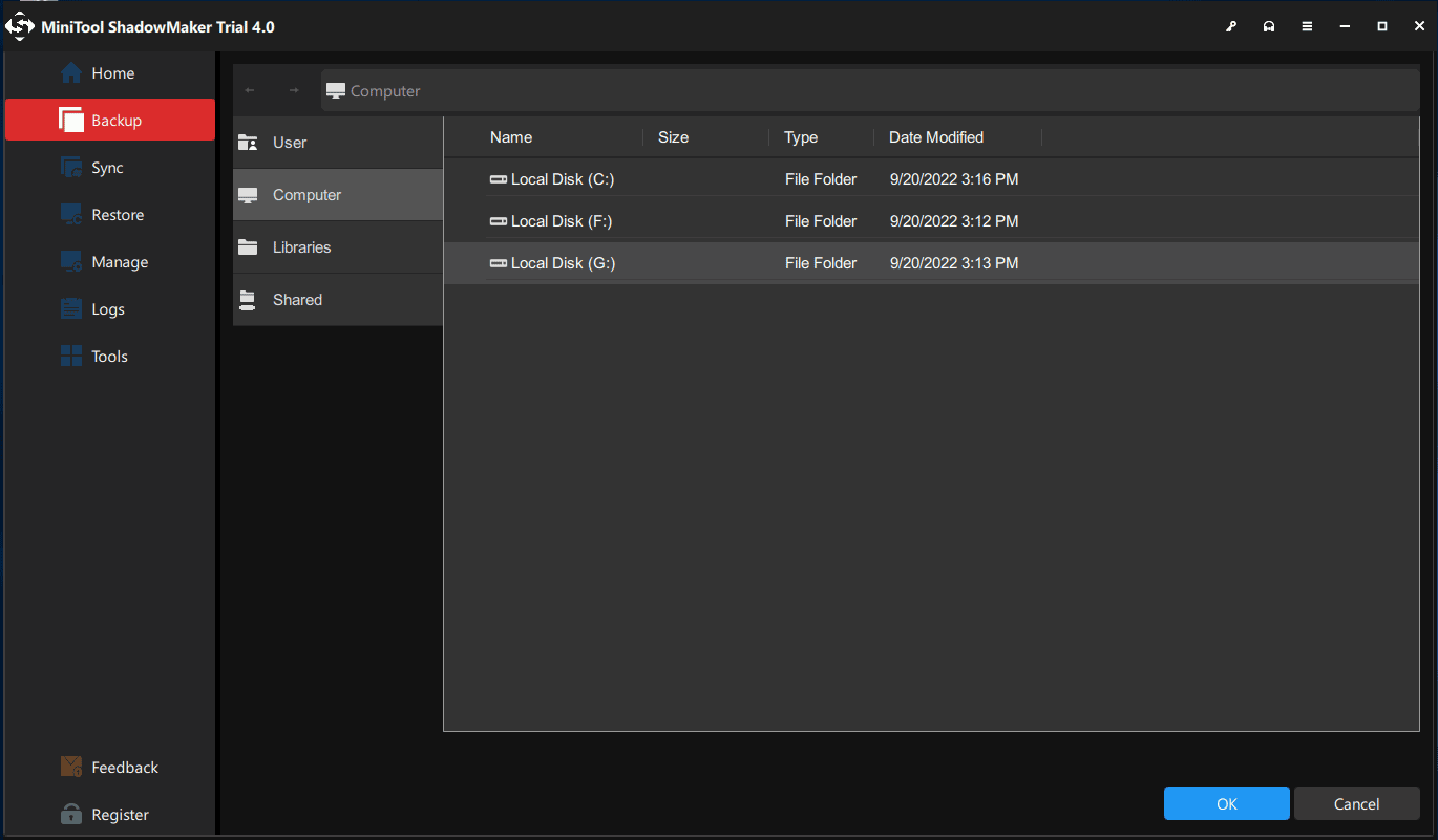 back up system to external hard drive