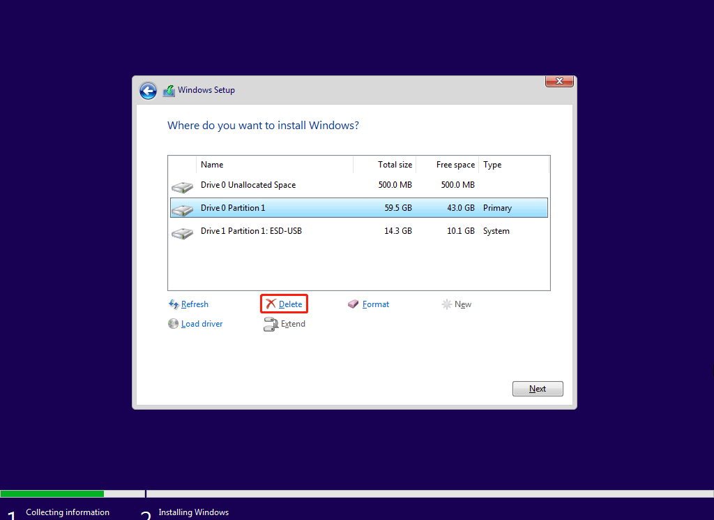 delete the system partition