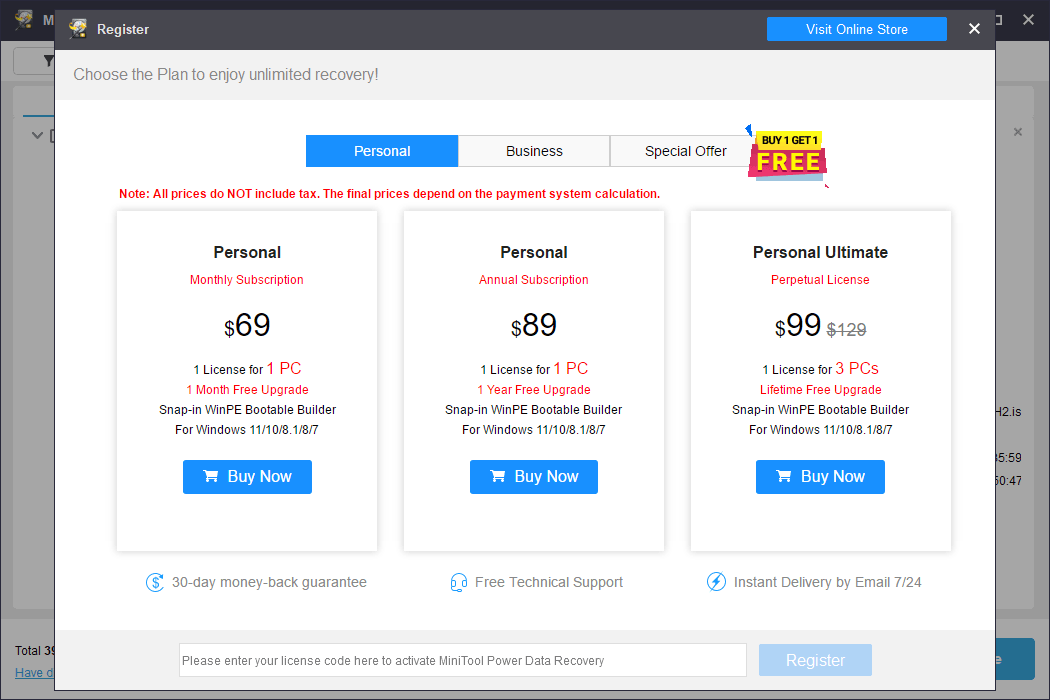 register MiniTool Power Data Recovery