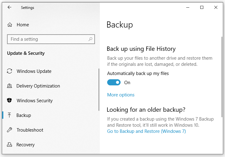 Automatically back up my files