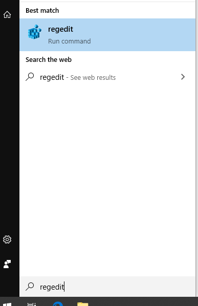 access regedit with search