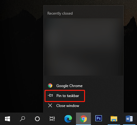 pin a running program to the taskbar