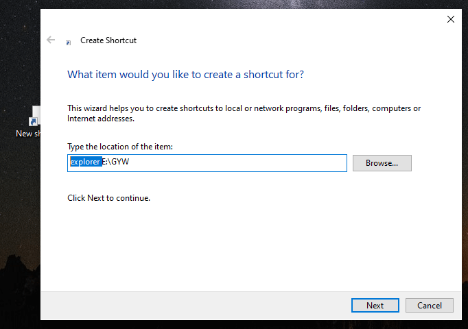select the folder location