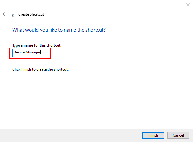type a name for the shortcut and finish