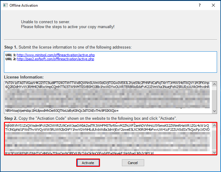 activate MiniTool ShadowMaker using the activation code