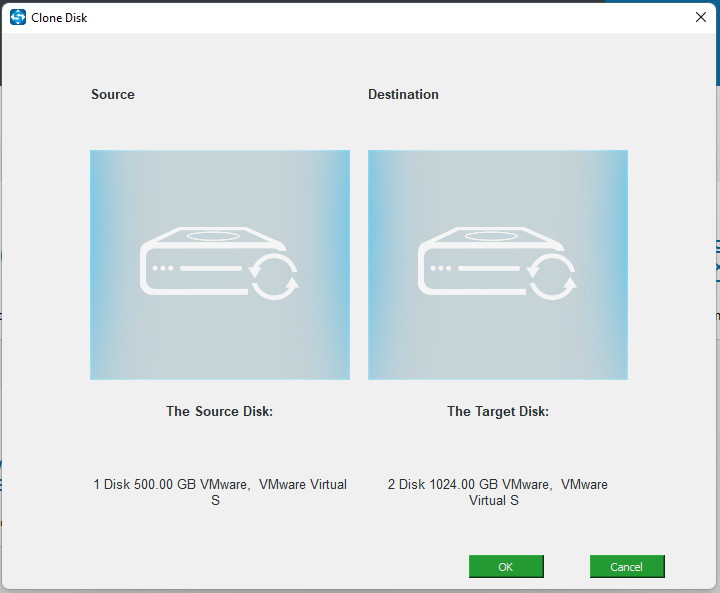 choose source and target disk
