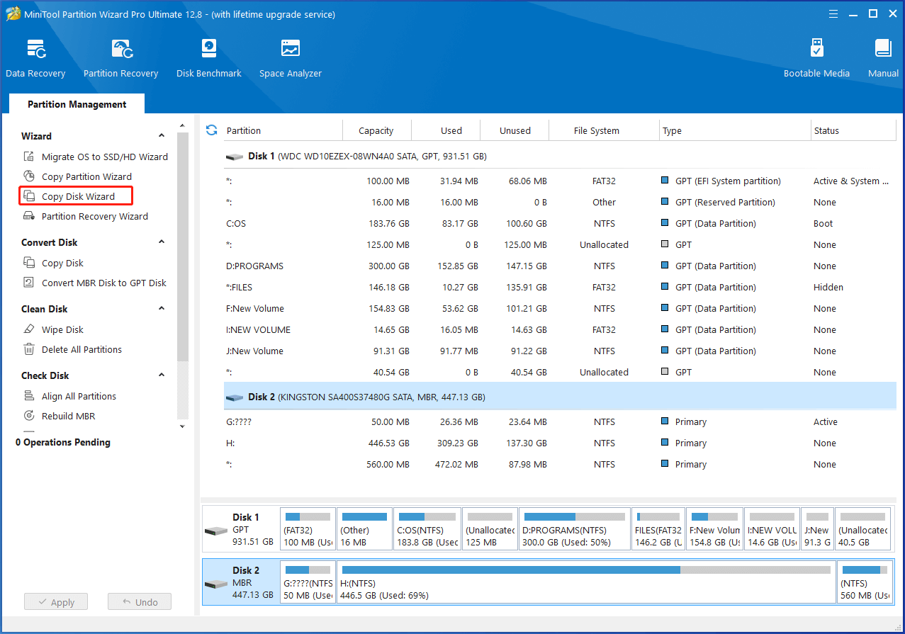 MiniTool Partition Wizard copy disk