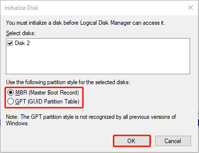 initialize the hard disk