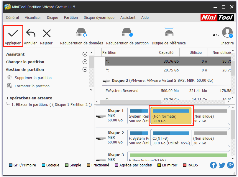 Nettoyer la partition