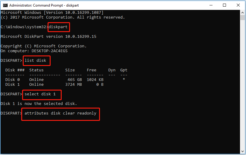 type the command to remove the read-only mode