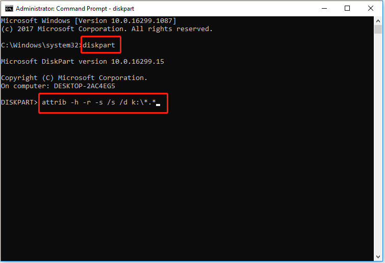 type the correct command