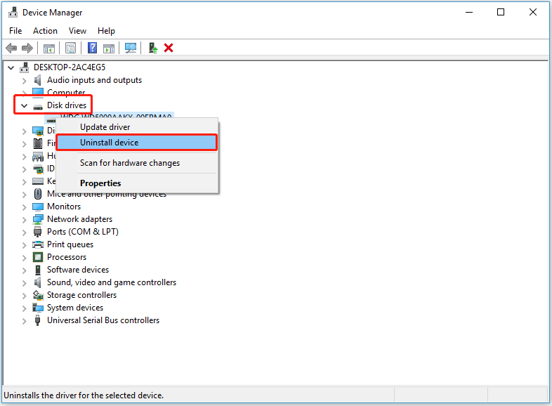 uninstall a device