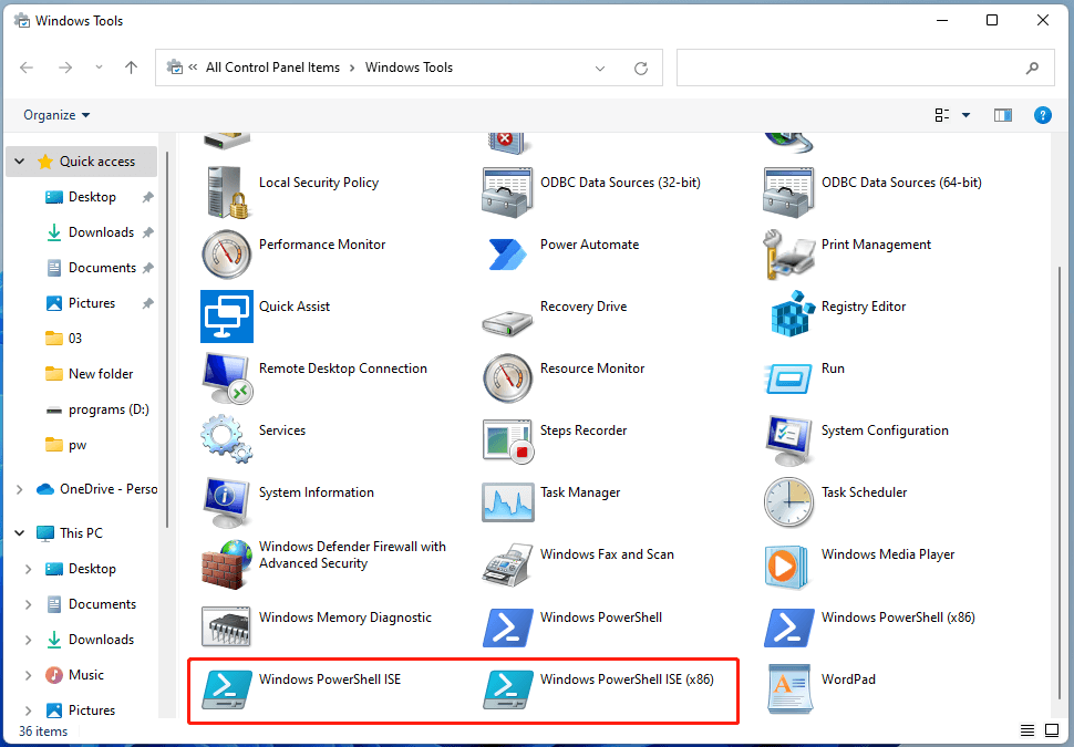 PowerShell ISE in Control Panel