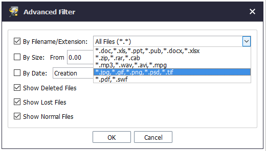 filtrar los archivos necesarios