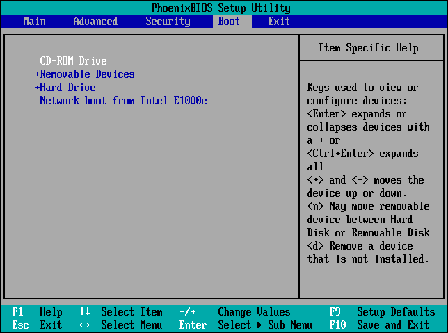 check boot order 