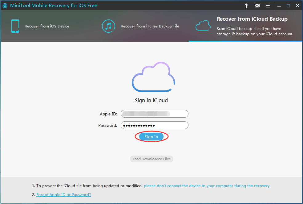 sign in iCloud