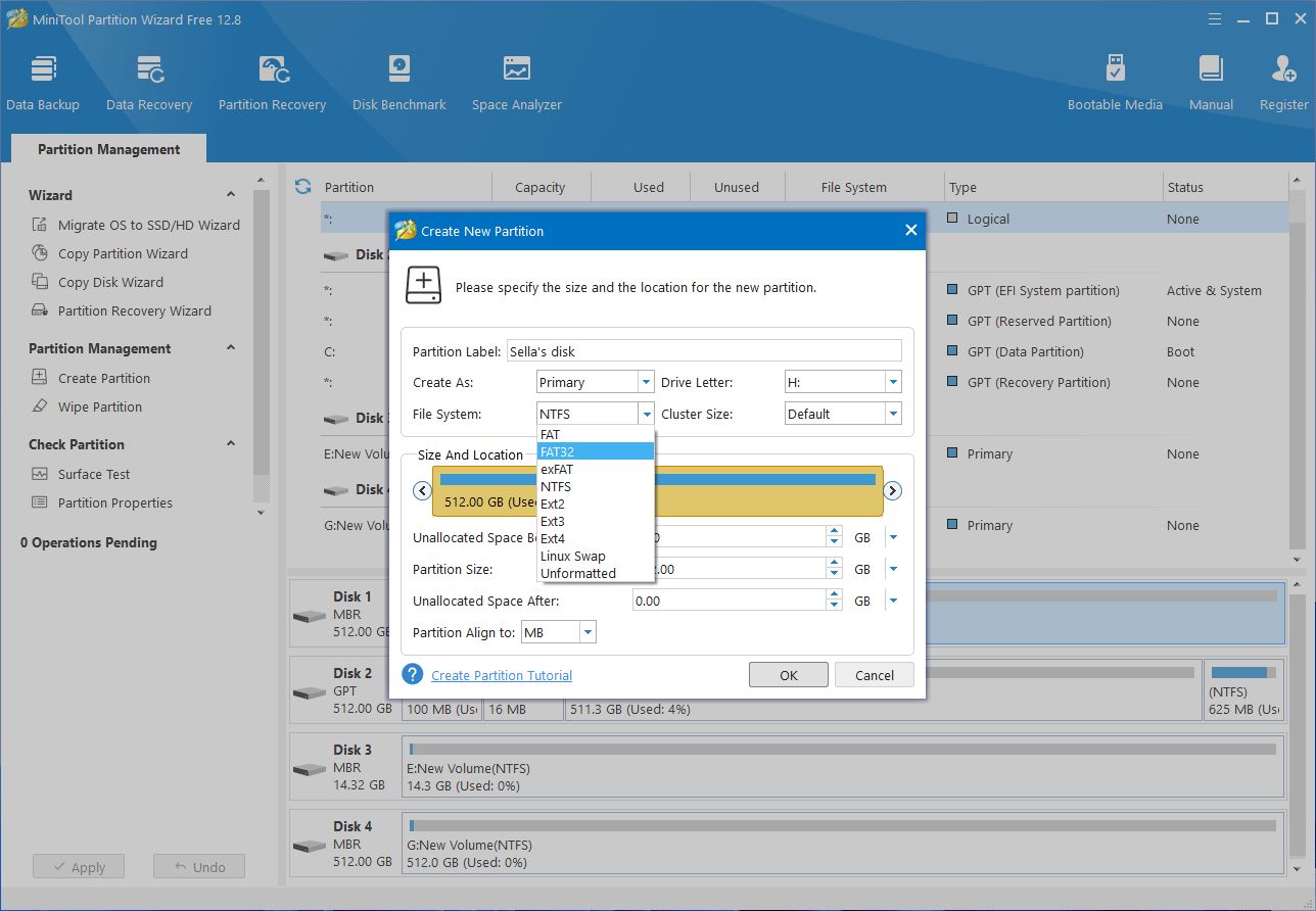 create a new partition based on your requirements