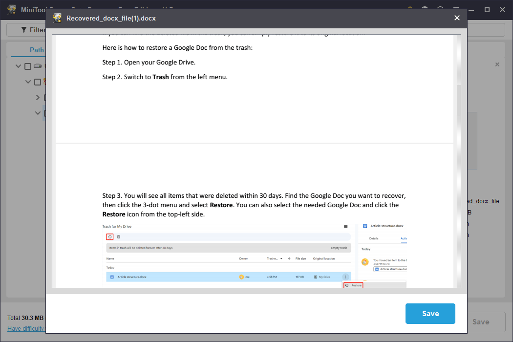 preview a Word document