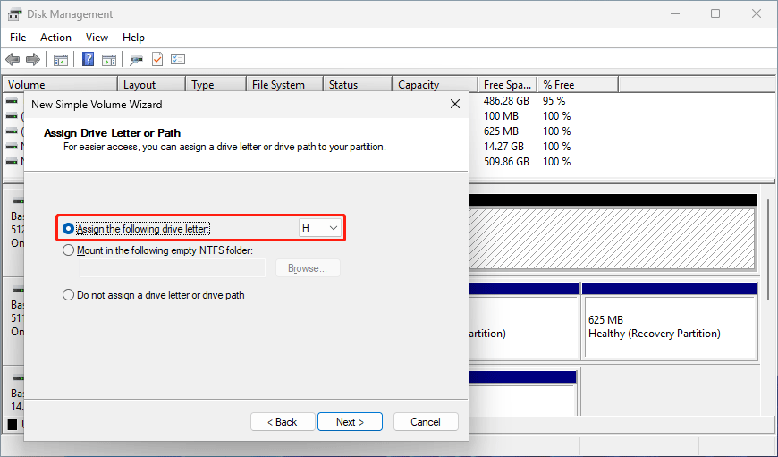 assign a drive letter