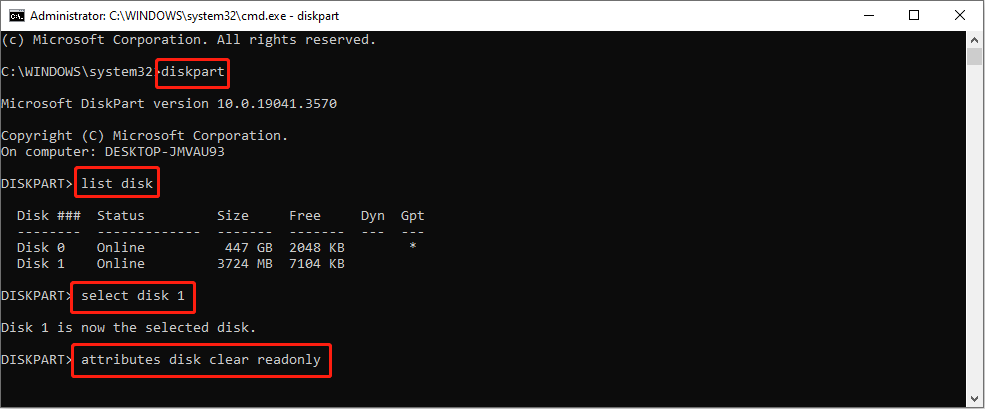 remove by the Command Prompt