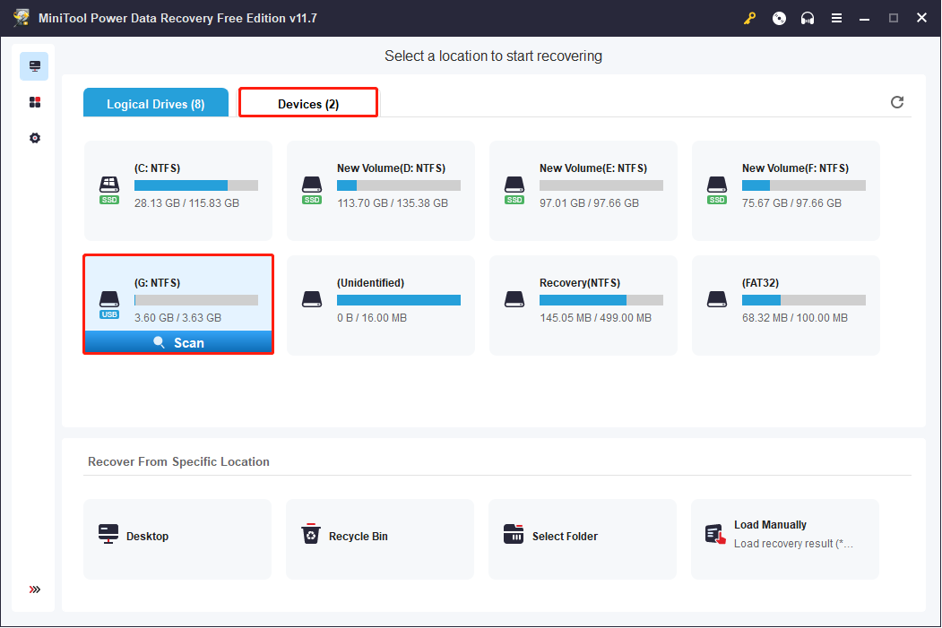 scan the SD card's partition