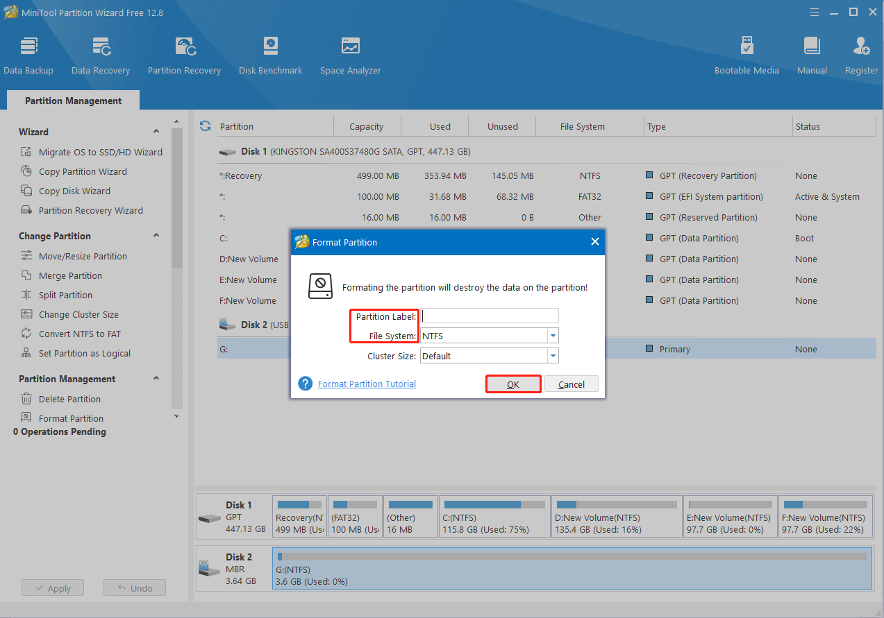 format with MiniTool Partition Wizard