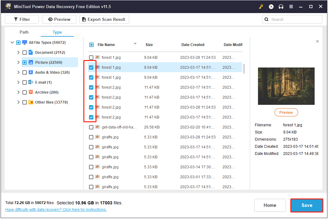 save all needed files
