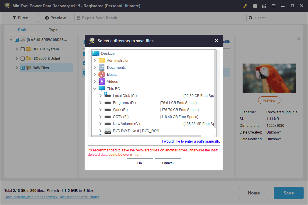 select a location to save files
