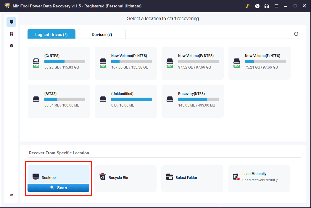 select Desktop Recovery