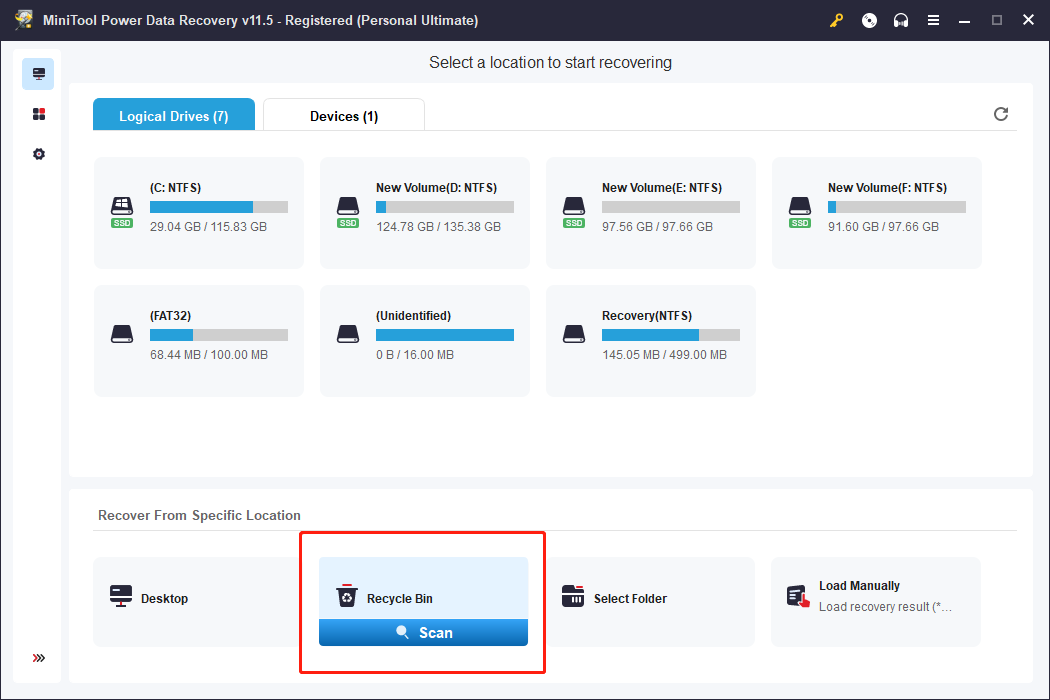 select Recycle Bin Recovery