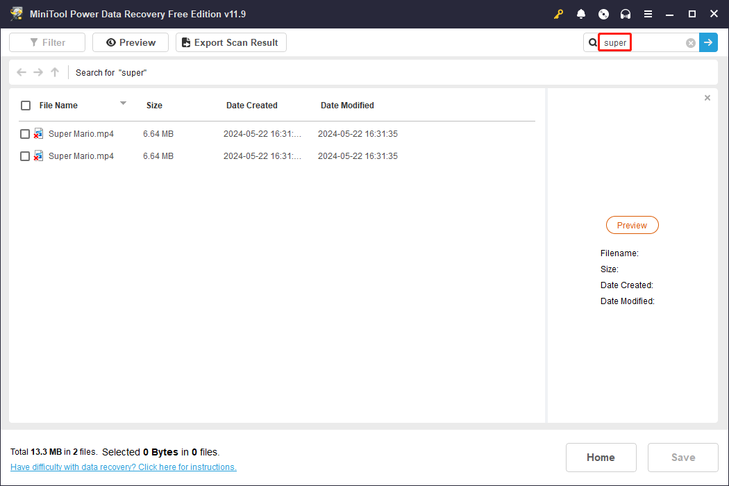 search for the target files