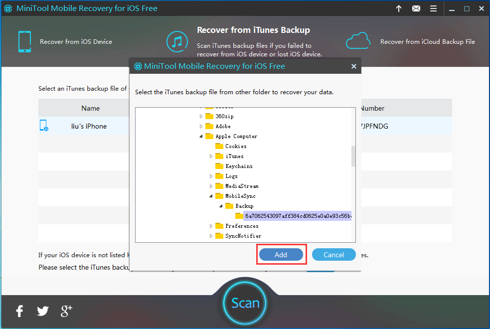 add itunes backup manually