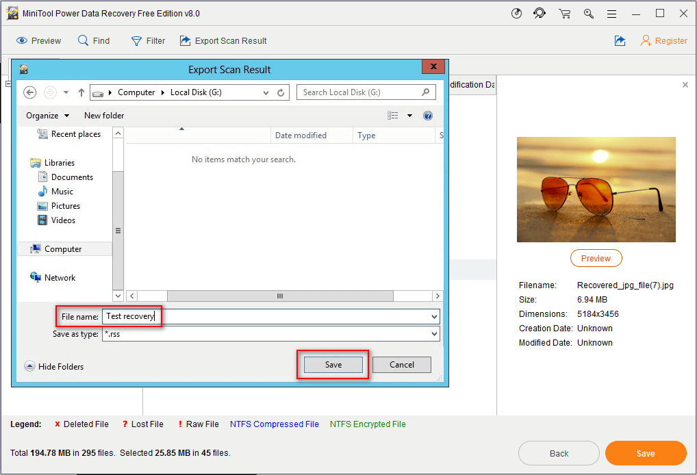 export the scanning result