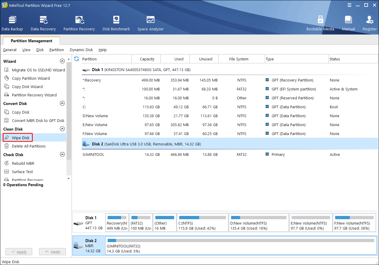 select Wipe Disk