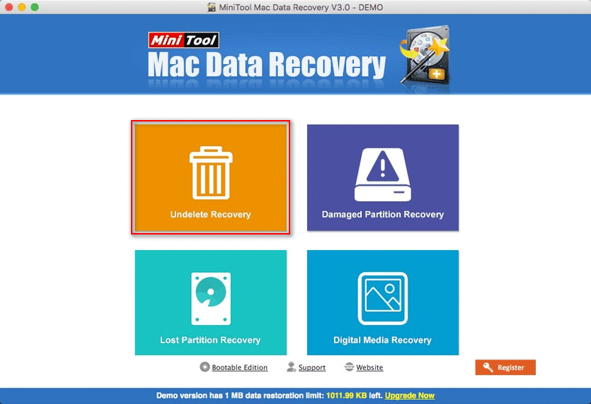 escolha Undelete Recovery module