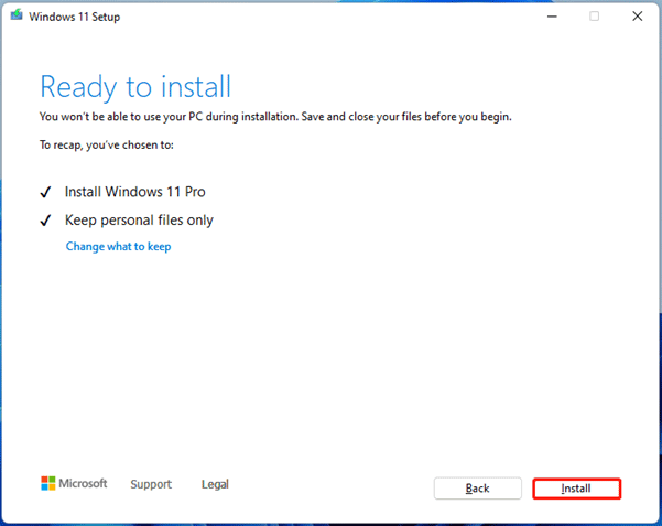 install Windows 11 via setup