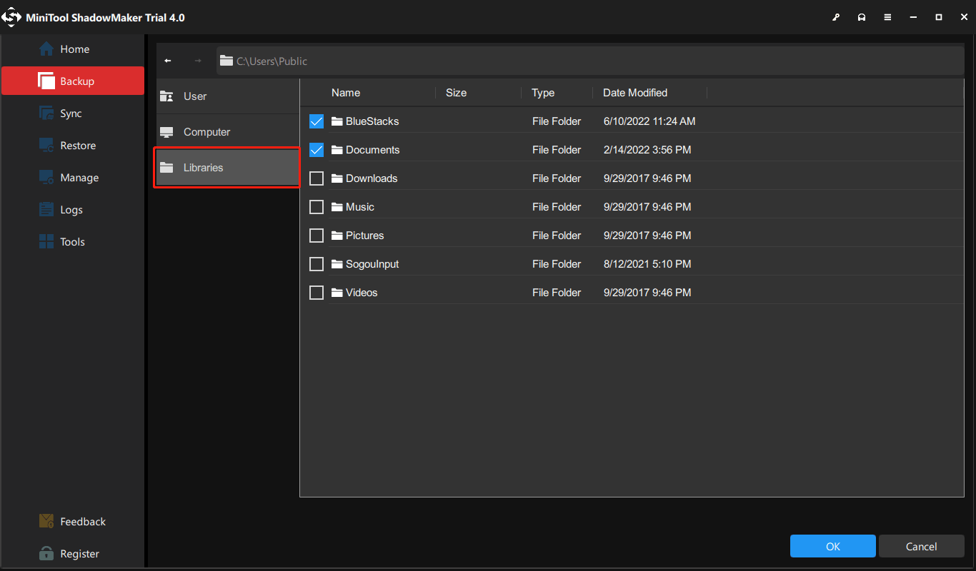 click Libraries