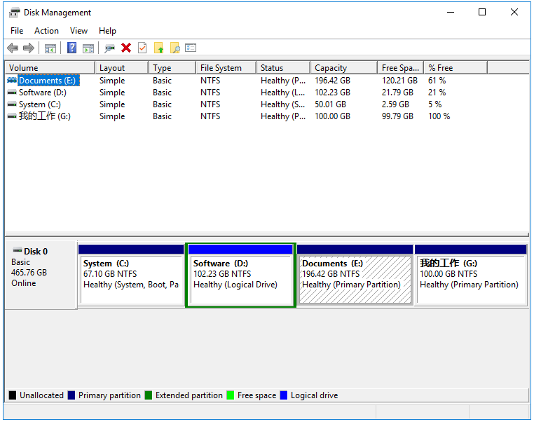 Disk Management window