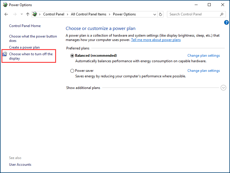 change power settings