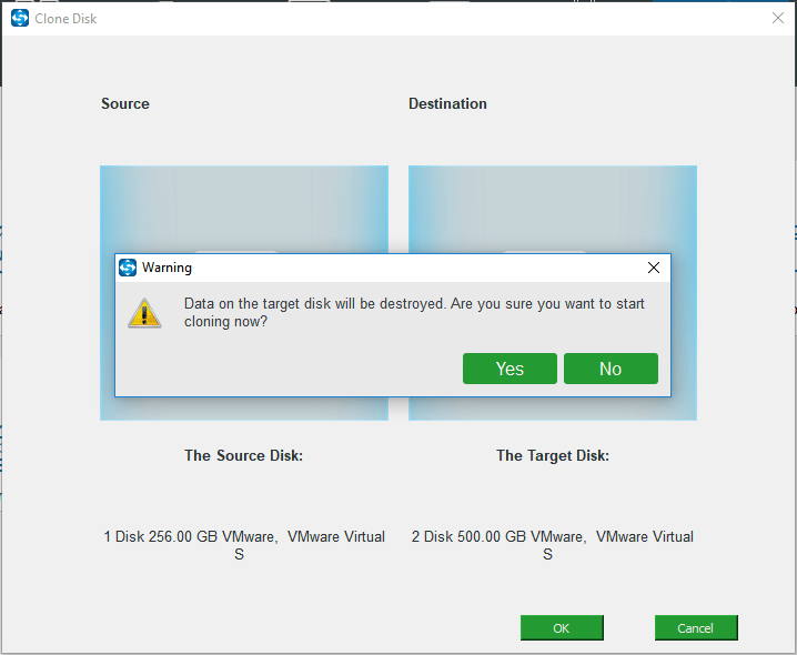 choose disks for cloning