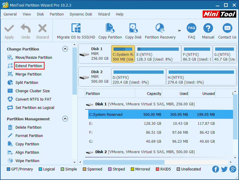 extend system partition