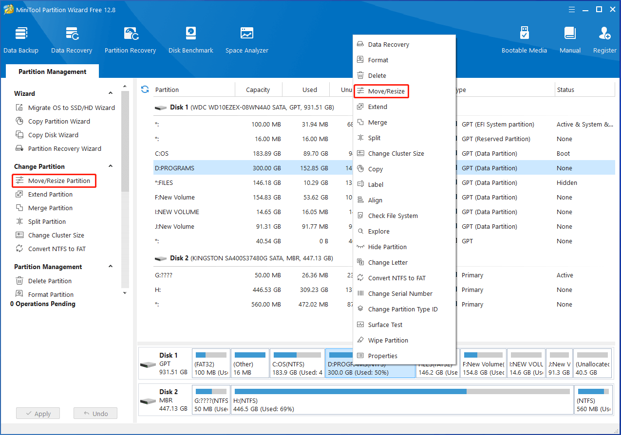 Partition Magic move resize partition