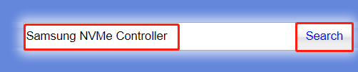 search Samsung NVMe Controller