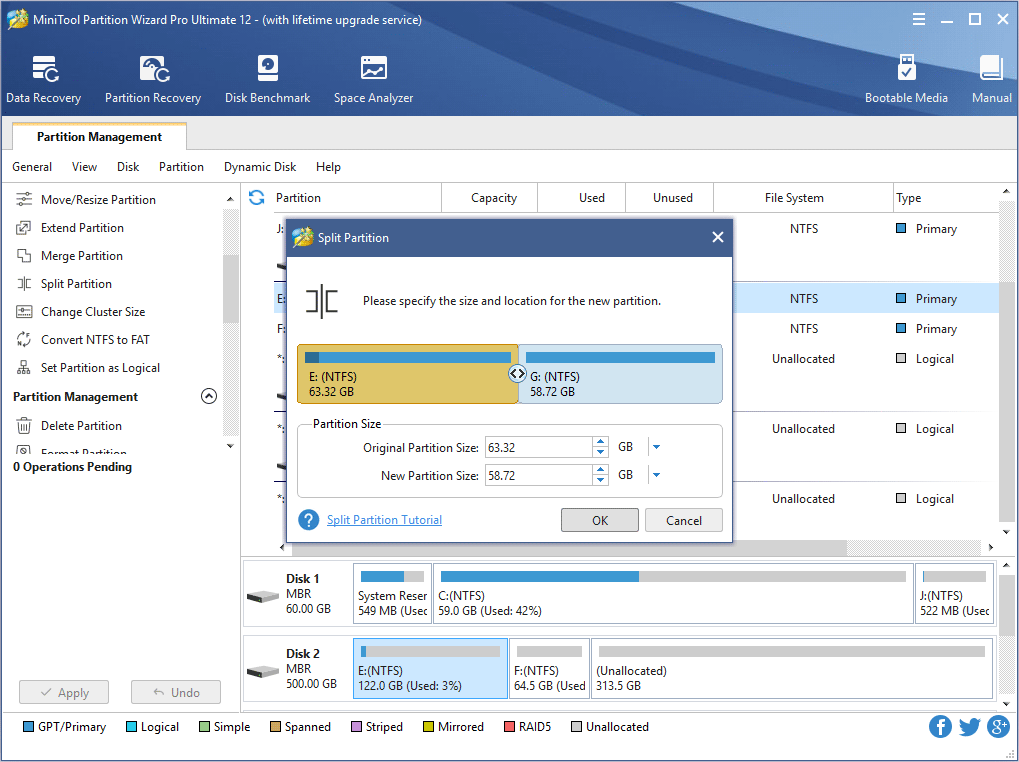 determine both partition size