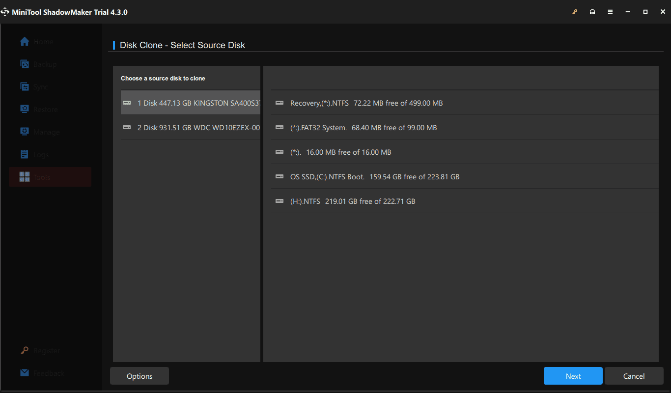 select source drive