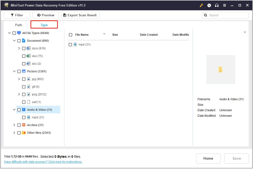 view files by file type