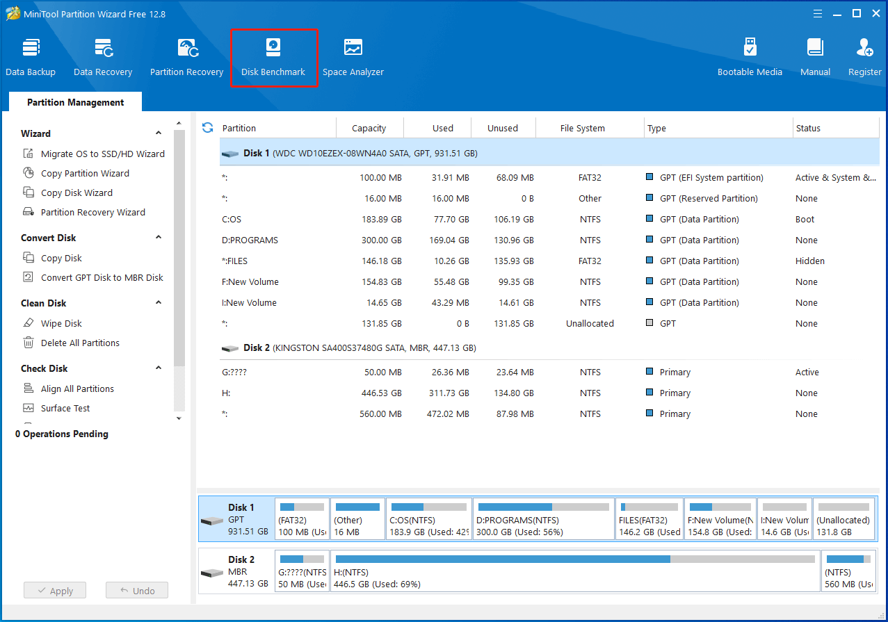 Click on Disk Benchmark to go on